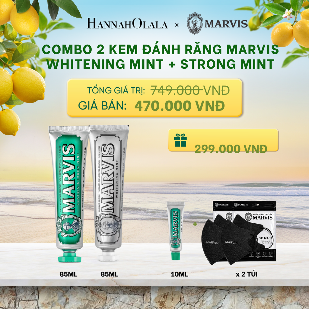  COMBO 2 KEM ĐÁNH RĂNG MARVIS 75ML/85ML - LÀM SẠCH RĂNG, GIỮ HƠI THỞ THƠM MÁT _ DEAL 2 - A2030 