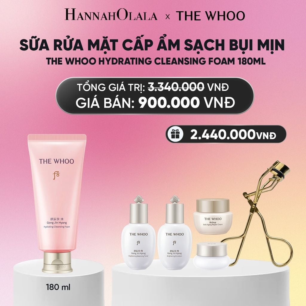  SỮA RỬA MẶT CẤP ẨM SẠCH BỤI MỊN THE WHOO GONGJINHYANG HYDRATING CLEANSING FOAM 180ML_A203 