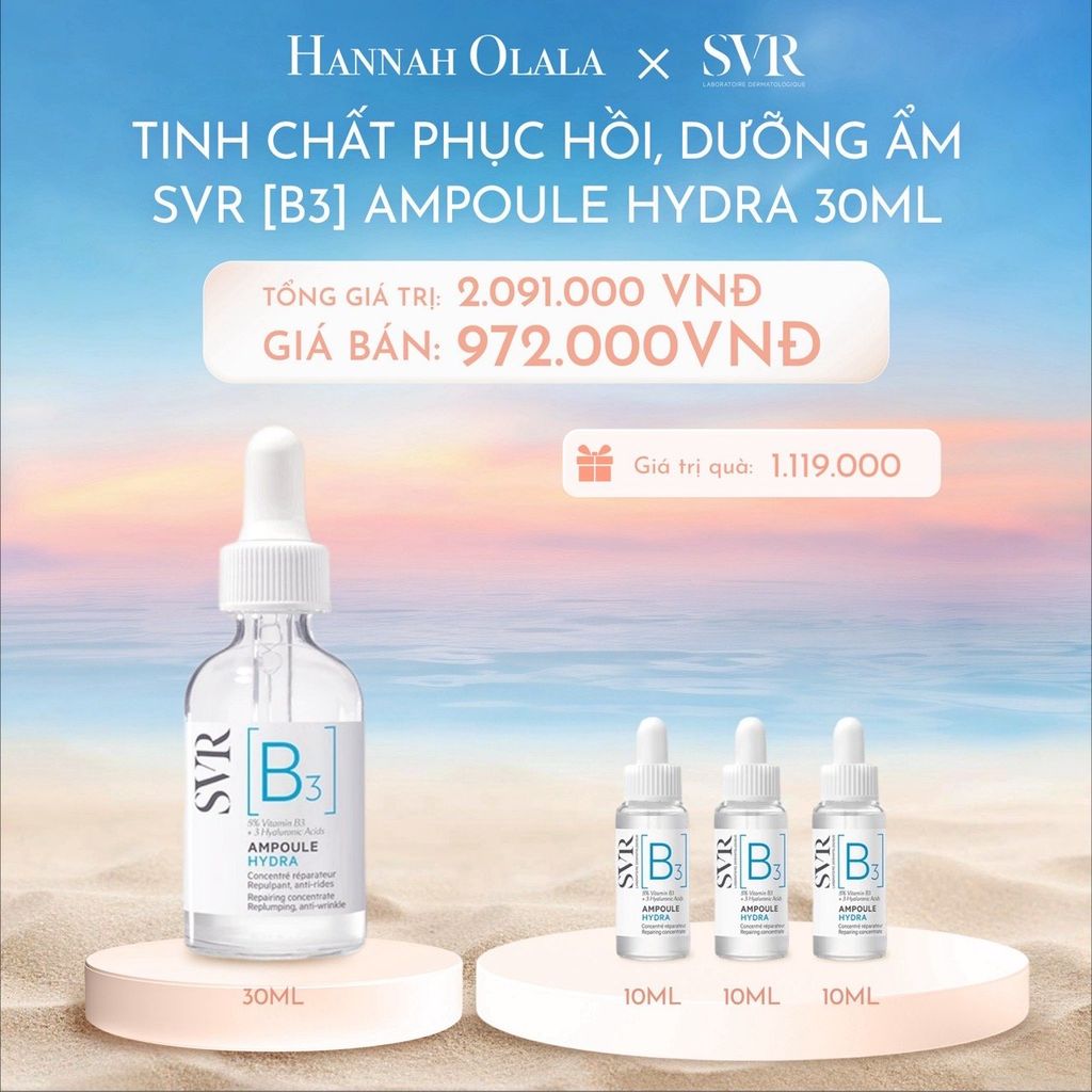  C1062_DEAL 11: TINH CHẤT DƯỠNG DA, NGĂN NGỪA NẾP NHĂN, PHỤC HỒI DA VÀ DƯỠNG ẨM CHO DA SVR [B3] AMPOULE HYDRA 30ML 