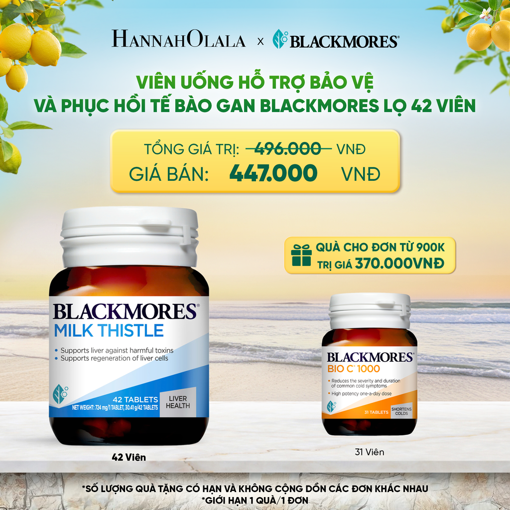  VIÊN UỐNG HỖ TRỢ BẢO VỆ VÀ PHỤC HỒI TẾ BÀO GAN BLACKMORES MILK THISTLE LỌ 42 VIÊN _ DEAL 8 