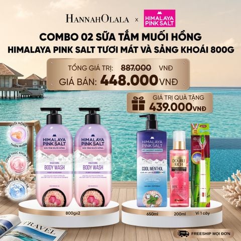  COMBO 02 SỮA TẮM MUỐI HỒNG HIMALAYA PINK SALT TƯƠI MÁT VÀ SẢNG KHOÁI 800G _ DEAL 19_ D1041 