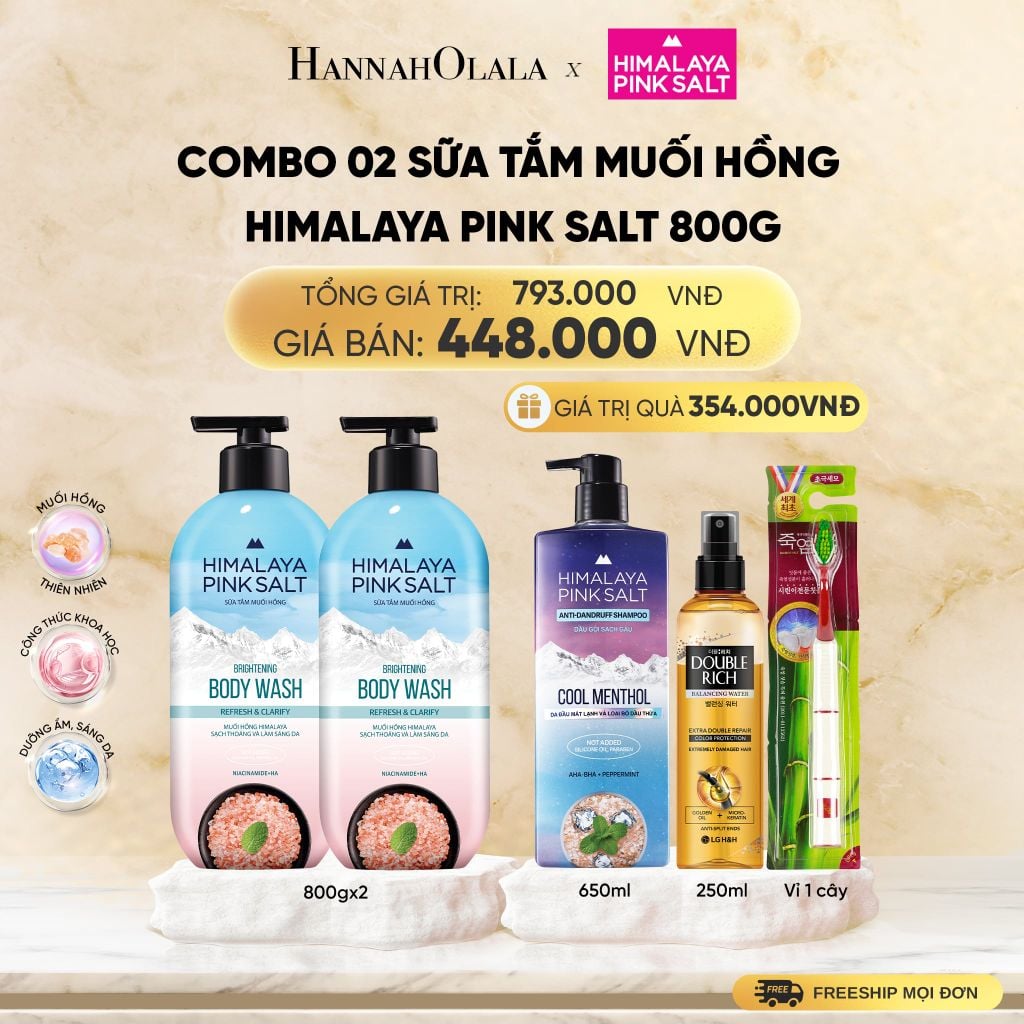  COMBO 02 SỮA TẮM MUỐI HỒNG HIMALAYA PINK SALT TƯƠI MÁT VÀ SẢNG KHOÁI 800G - DEAL 14 