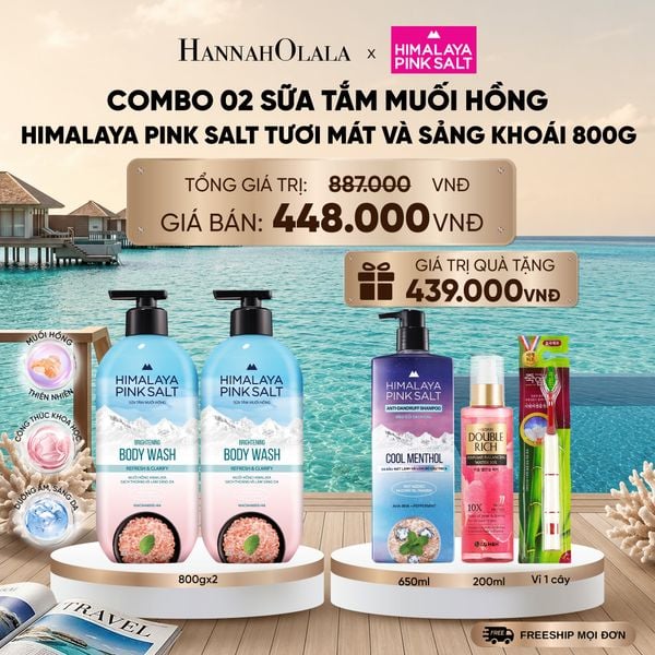  COMBO 02 SỮA TẮM MUỐI HỒNG HIMALAYA PINK SALT TƯƠI MÁT VÀ SẢNG KHOÁI 800G _ DEAL 19_ D1041 