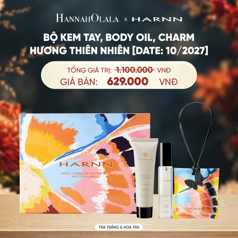  HARNN HOLIDAY SET - BỘ KEM TAY, BODY OIL, CHARM (20ML, 30G, 30G HƯƠNG THIÊN NHIÊN [DATE: 10/2027] -  A5407 