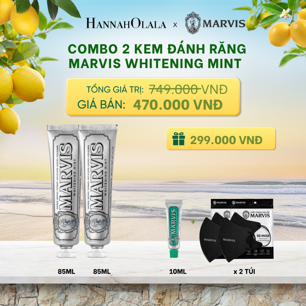  COMBO 2 KEM ĐÁNH RĂNG MARVIS 75ML/85ML - LÀM SẠCH RĂNG, GIỮ HƠI THỞ THƠM MÁT _ DEAL 2 - A2030 