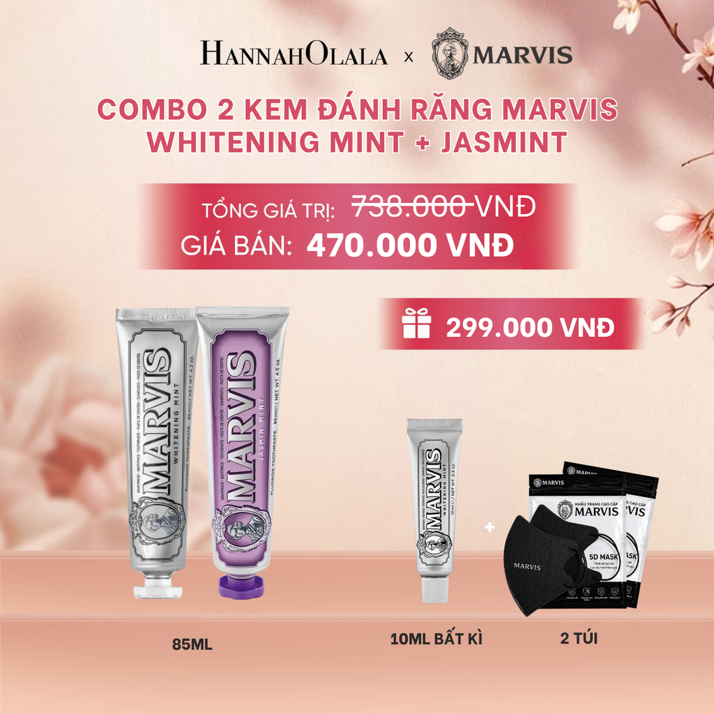  COMBO 2 KEM ĐÁNH RĂNG MARVIS 75ML/85ML - LÀM SẠCH RĂNG, GIỮ HƠI THỞ THƠM MÁT - A382 