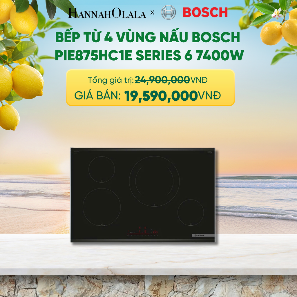  BẾP TỪ 4 VÙNG NẤU BOSCH PIE875HC1E SERIES 6 7400 W - A2399 