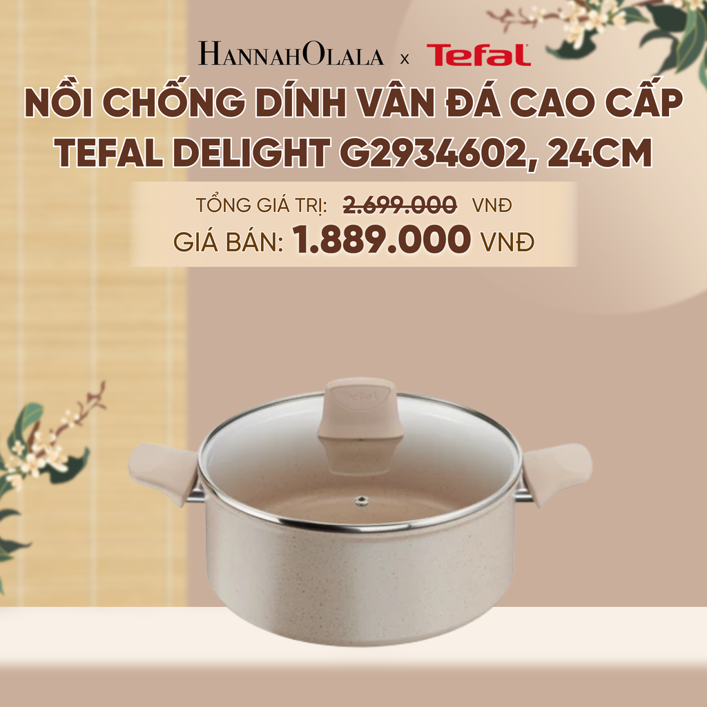  NỒI CHỐNG DÍNH VÂN ĐÁ CAO CẤP TEFAL DELIGHT G2934602, 24CM - A649 