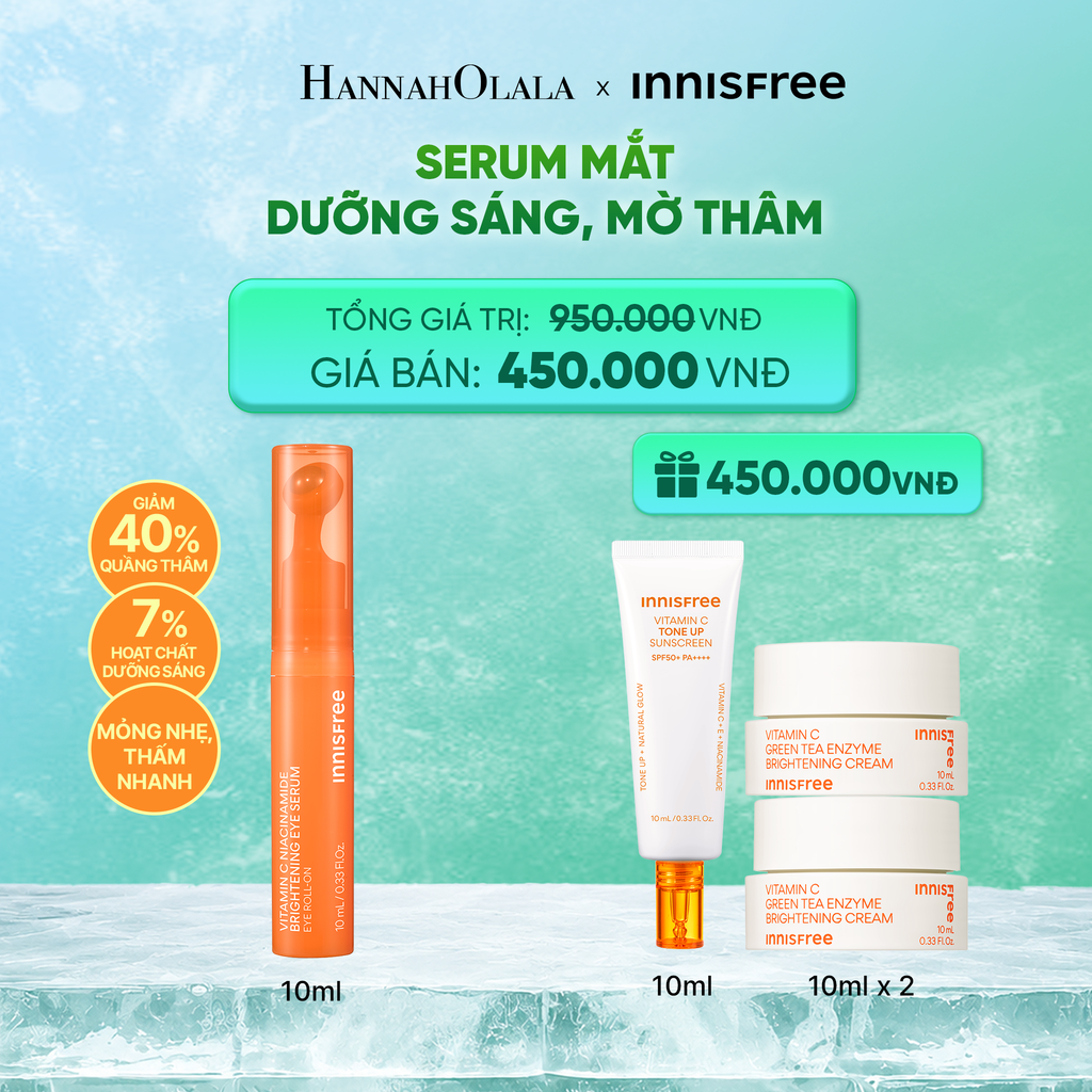  MỚI - SERUM MẮT DƯỠNG SÁNG MỜ THÂM INNISFREE VITAMIN C NIACINAMIDE BRIGHTENING EYE SERUM 10G_K209 