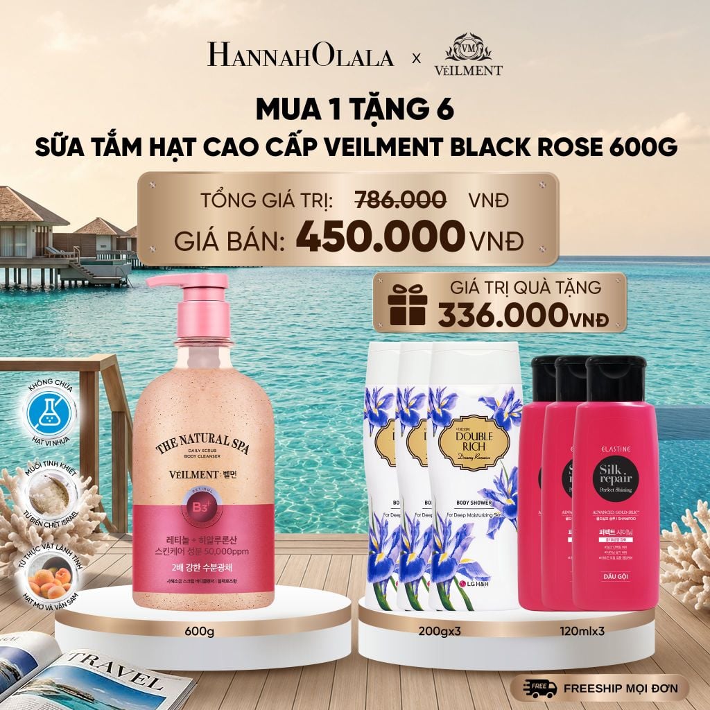  SỮA TẮM HẠT HƯƠNG HOA HỒNG PHÁP VEILMENT SPA BLACK ROSE 600G _ DEAL_ D568 