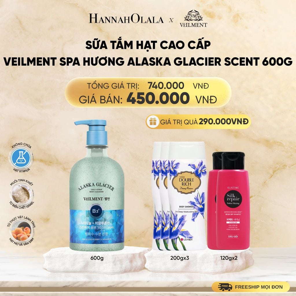  SỮA TẮM HẠT VEILMENT NATURAL SPA HIMALAYA PINK SALT 600G - DEAL 6 
