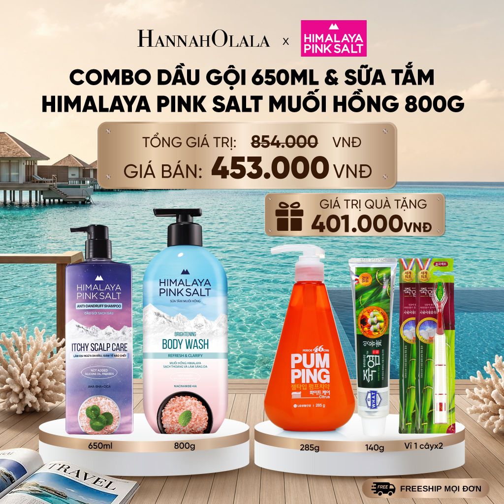  COMBO DẦU GỘI 650ML & SỮA TẮM HIMALAYA PINK SALT MUỐI HỒNG 800G _ DEAL 22_ D1044 