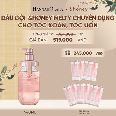  DẦU GỘI &HONEY MELTY SUÔN MƯỢT VÀO NẾP CHUYÊN DỤNG CHO TÓC XOĂN, TÓC UỐN - A389 