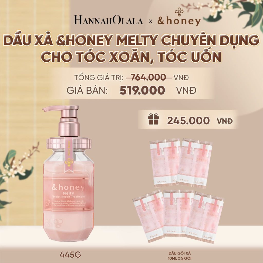  DẦU XẢ &HONEY MELTY SUÔN MƯỢT VÀO NẾP CHUYÊN DỤNG CHO TÓC XOĂN, TÓC UỐN - A390 