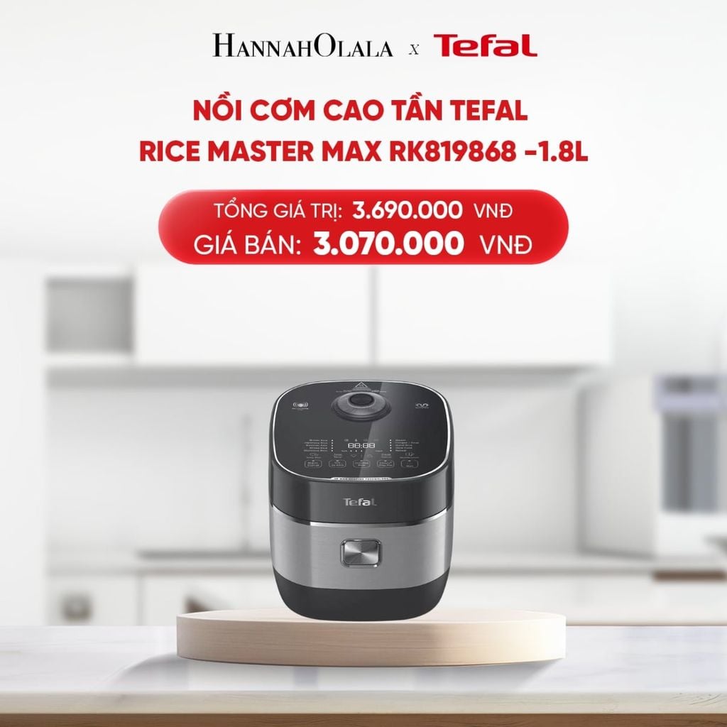  B194_DEAL 5.1: NỒI CƠM CAO TẦN TEFAL RICE MASTER MAX RK819868 - 1.8L 