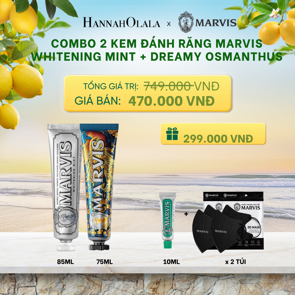  COMBO 2 KEM ĐÁNH RĂNG MARVIS 75ML/85ML - LÀM SẠCH RĂNG, GIỮ HƠI THỞ THƠM MÁT _ DEAL 2 - A2030 