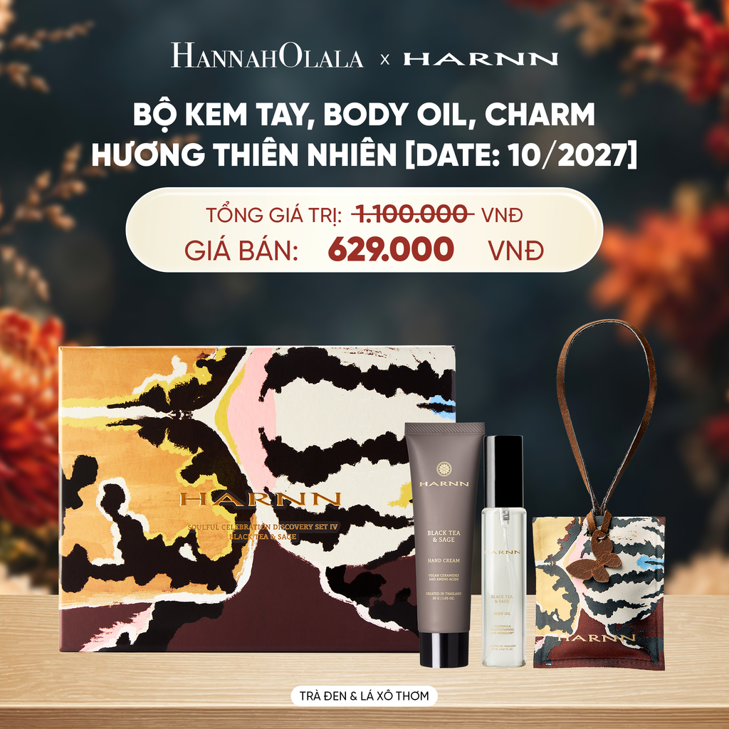  HARNN HOLIDAY SET - BỘ KEM TAY, BODY OIL, CHARM (20ML, 30G, 30G HƯƠNG THIÊN NHIÊN [DATE: 10/2027] -  A5407 