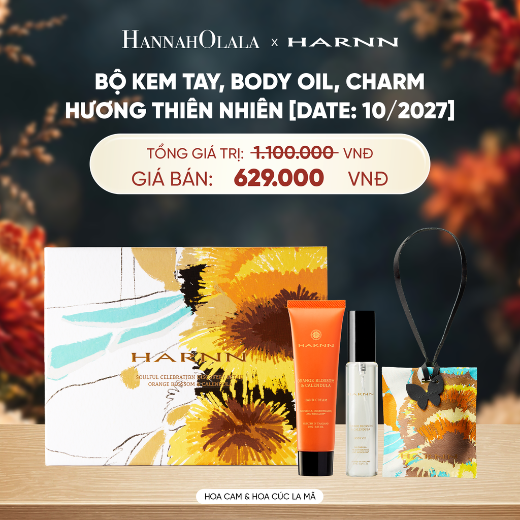  HARNN HOLIDAY SET - BỘ KEM TAY, BODY OIL, CHARM (20ML, 30G, 30G HƯƠNG THIÊN NHIÊN [DATE: 10/2027] -  A5407 