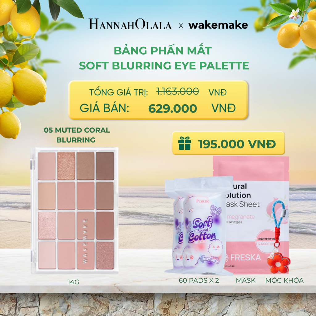  WAKEMAKE BẢNG PHẤN MẮT SOFT BLURRING EYE PALETTE 14G - A449 