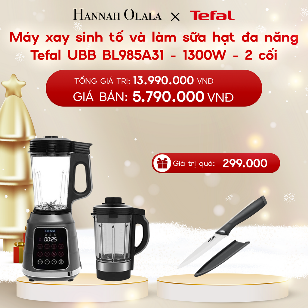  A2004_DEAL 22: MÁY XAY SINH TỐ VÀ LÀM SỮA HẠT ĐA NĂNG TEFAL UBB BL985A31 - 1300W - 2 CỐI 