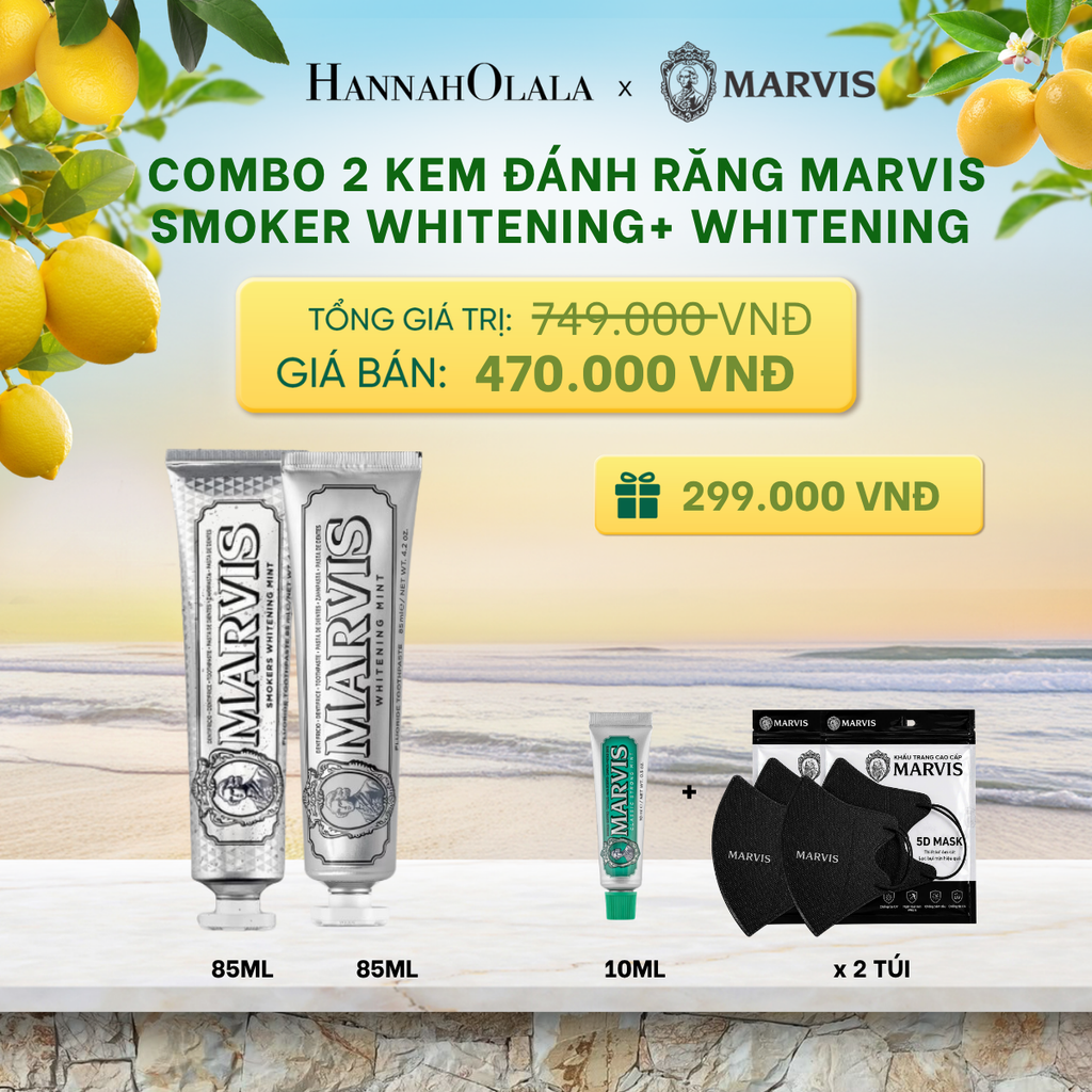  COMBO 2 KEM ĐÁNH RĂNG MARVIS 75ML/85ML - LÀM SẠCH RĂNG, GIỮ HƠI THỞ THƠM MÁT _ DEAL 2 - A2030 