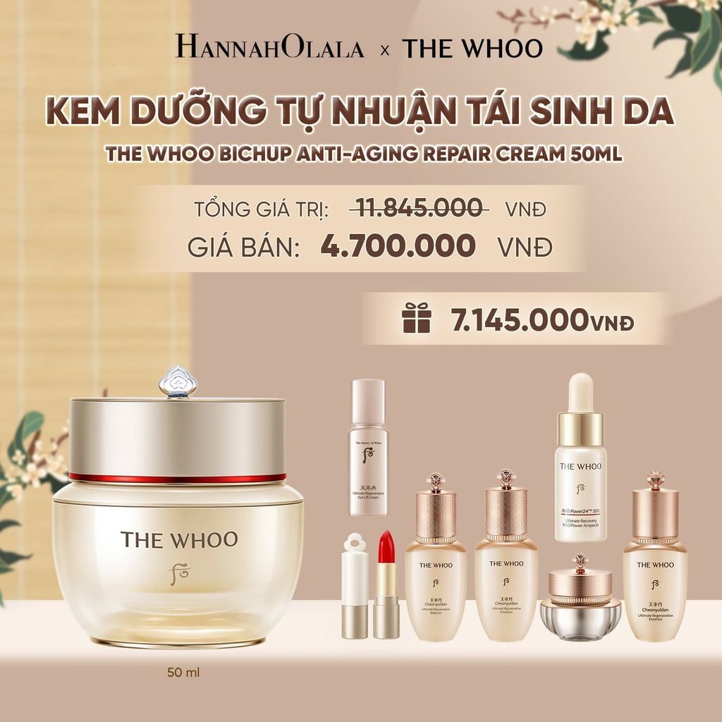  KEM DƯỠNG TỰ NHUẬN TÁI SINH DA THE WHOO BICHUP ANTI-AGING REPAIR CREAM 50ML - A101 