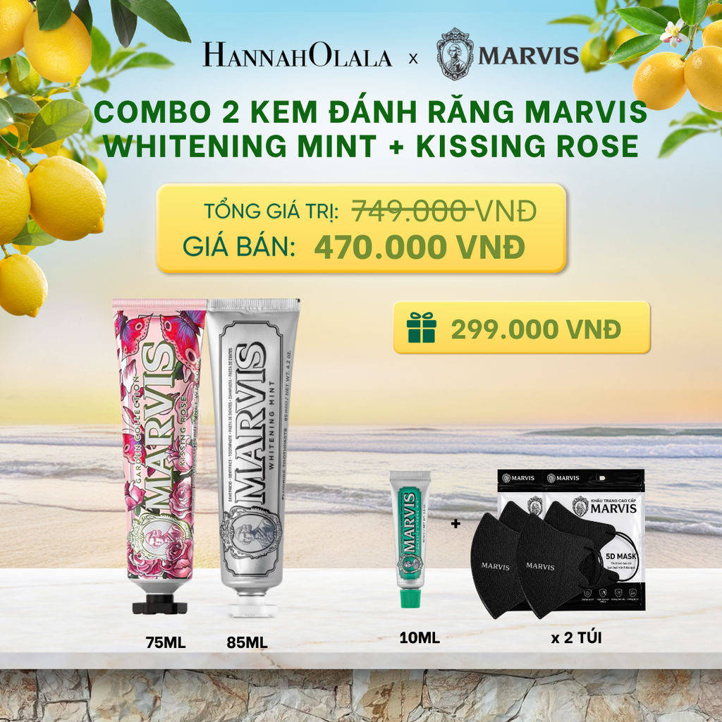  COMBO 2 KEM ĐÁNH RĂNG MARVIS 75ML/85ML - LÀM SẠCH RĂNG, GIỮ HƠI THỞ THƠM MÁT _ DEAL 2 - A2030 
