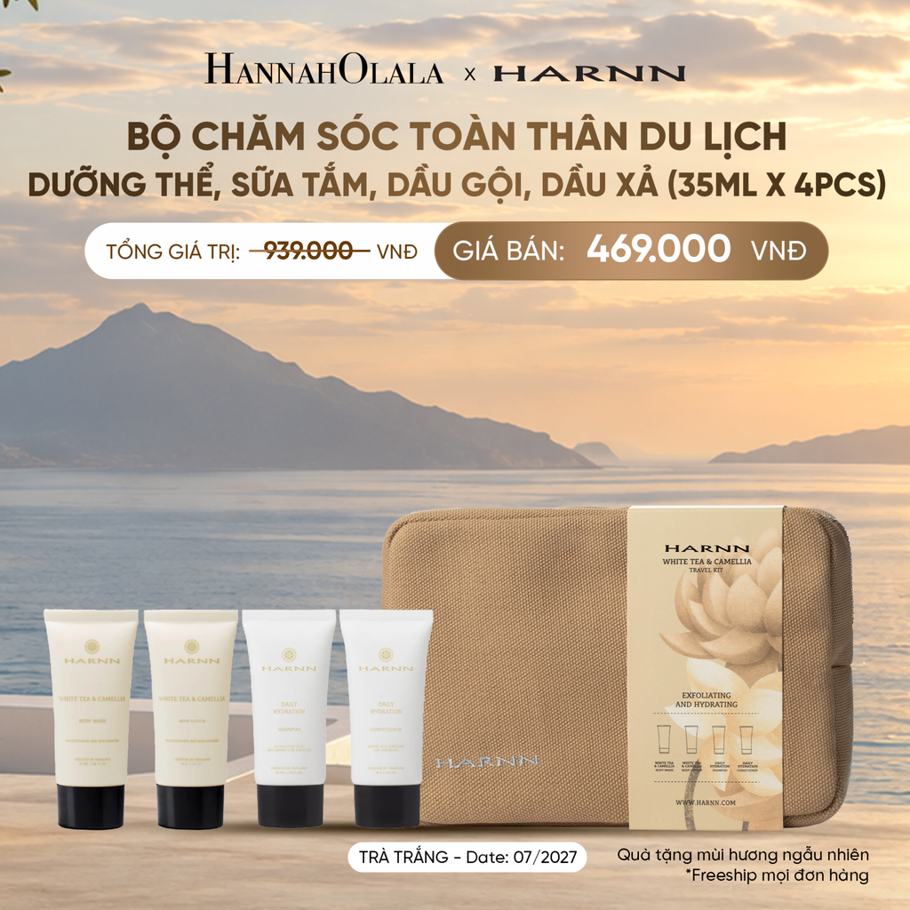  [SALE CẬN DATE] BỘ CHĂM SÓC TOÀN THÂN DU LỊCH - DƯỠNG THỂ, SỮA TẮM, DẦU GỘI, DẦU XẢ (35ml x 4pcs) 