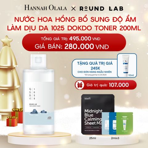  A1807_DEAL 1: NƯỚC HOA HỒNG ROUND LAB 1025 DOKDO TONER 200ML BỔ SUNG ĐỘ ẨM LÀM DỊU DA 