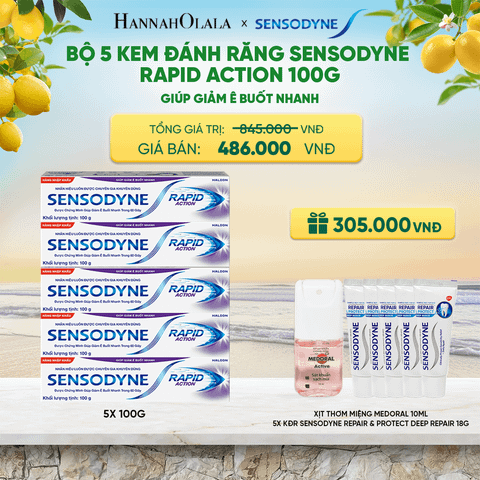  BỘ 5 KEM ĐÁNH RĂNG SENSODYNE RAPID ACTION 100G GIÚP GIẢM Ê BUỐT NHANH - A2091 