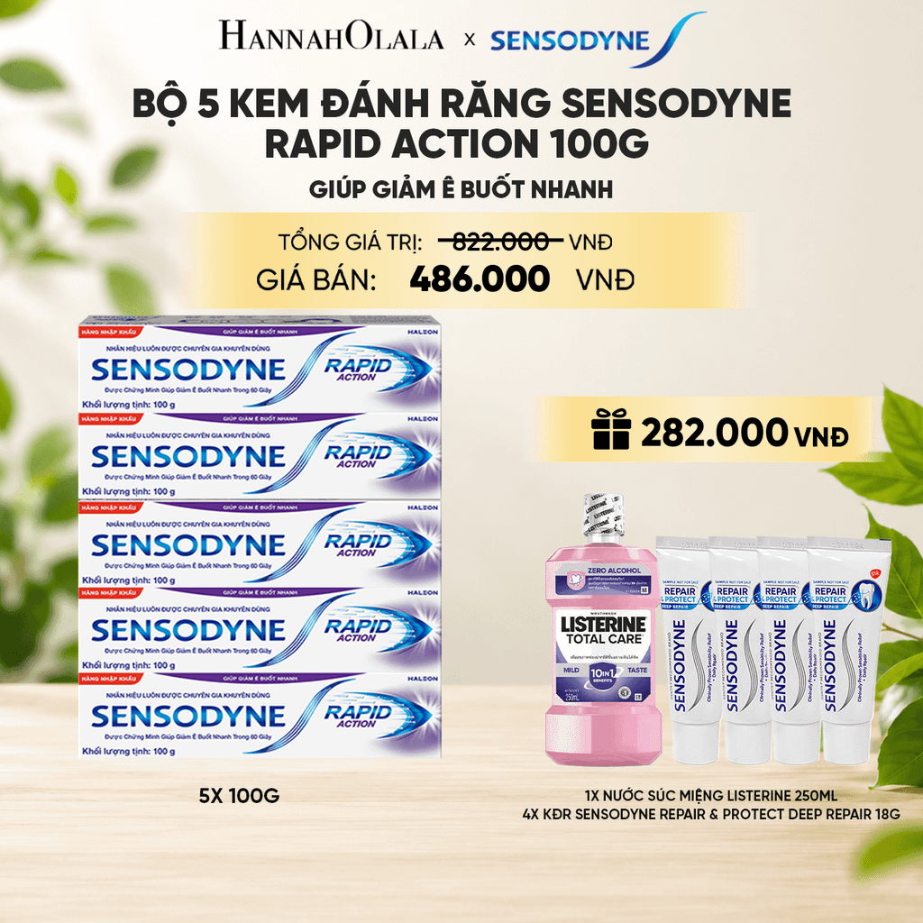  BỘ 5 KEM ĐÁNH RĂNG SENSODYNE RAPID ACTION 100G GIÚP GIẢM Ê BUỐT NHANH _ A18 