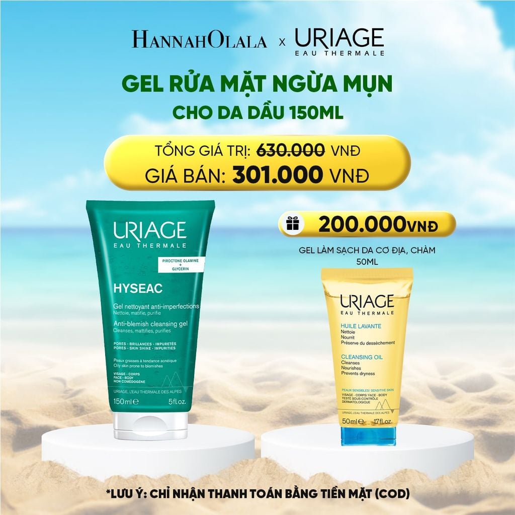  DEAL 5: GEL RỬA MẶT NGỪA MỤN CHO DA DẦU URIAGE HYSÉAC GEL NETTOYANT ANTI-IMPERFECTIONS 150ML 