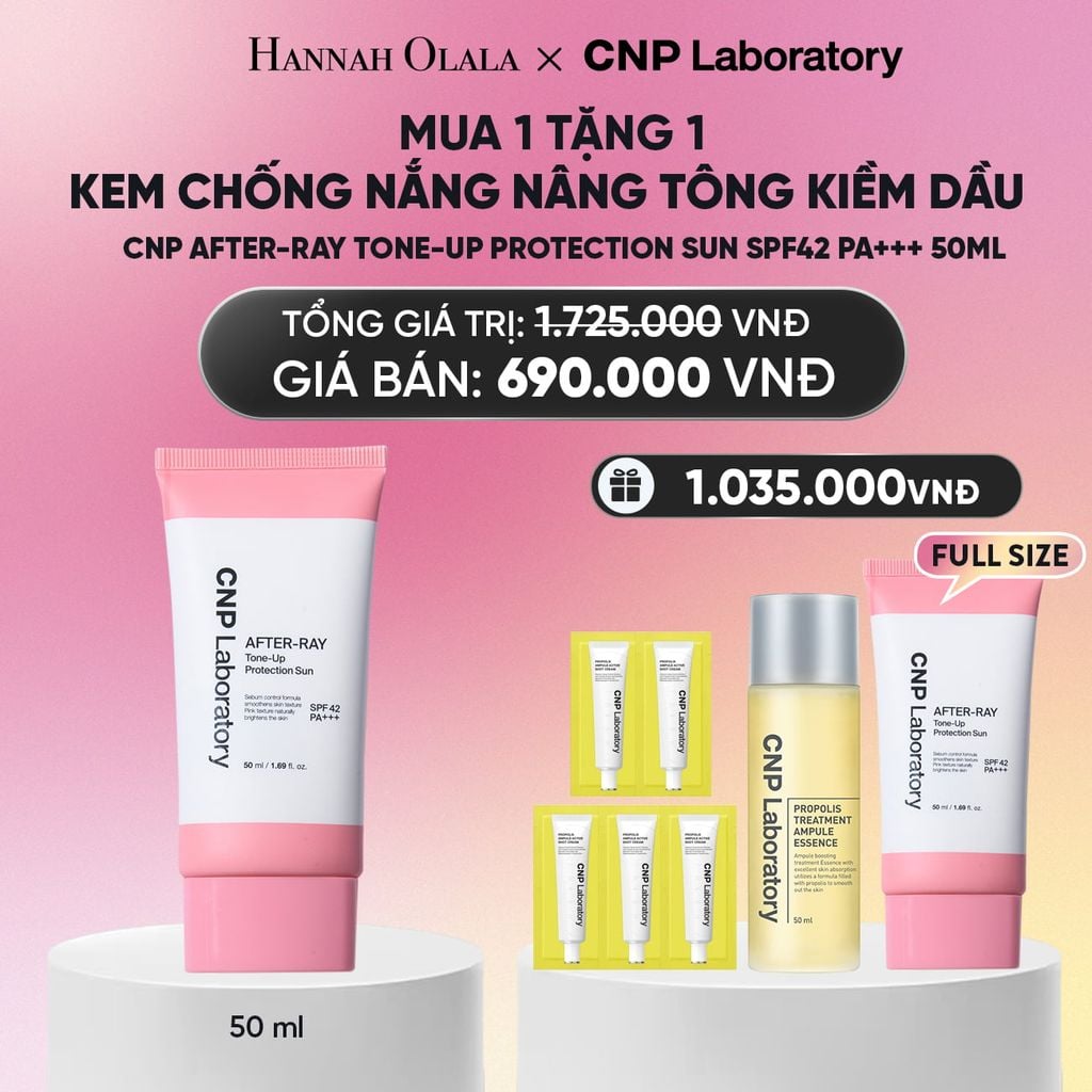  PHIÊN BẢN 2026 - KEM CHỐNG NẮNG NÂNG TÔNG KIỀM DẦU CNP AFTER-RAY TONE-UP PROTECTION SUN SPF42 PA+++ 50ML_A1880 