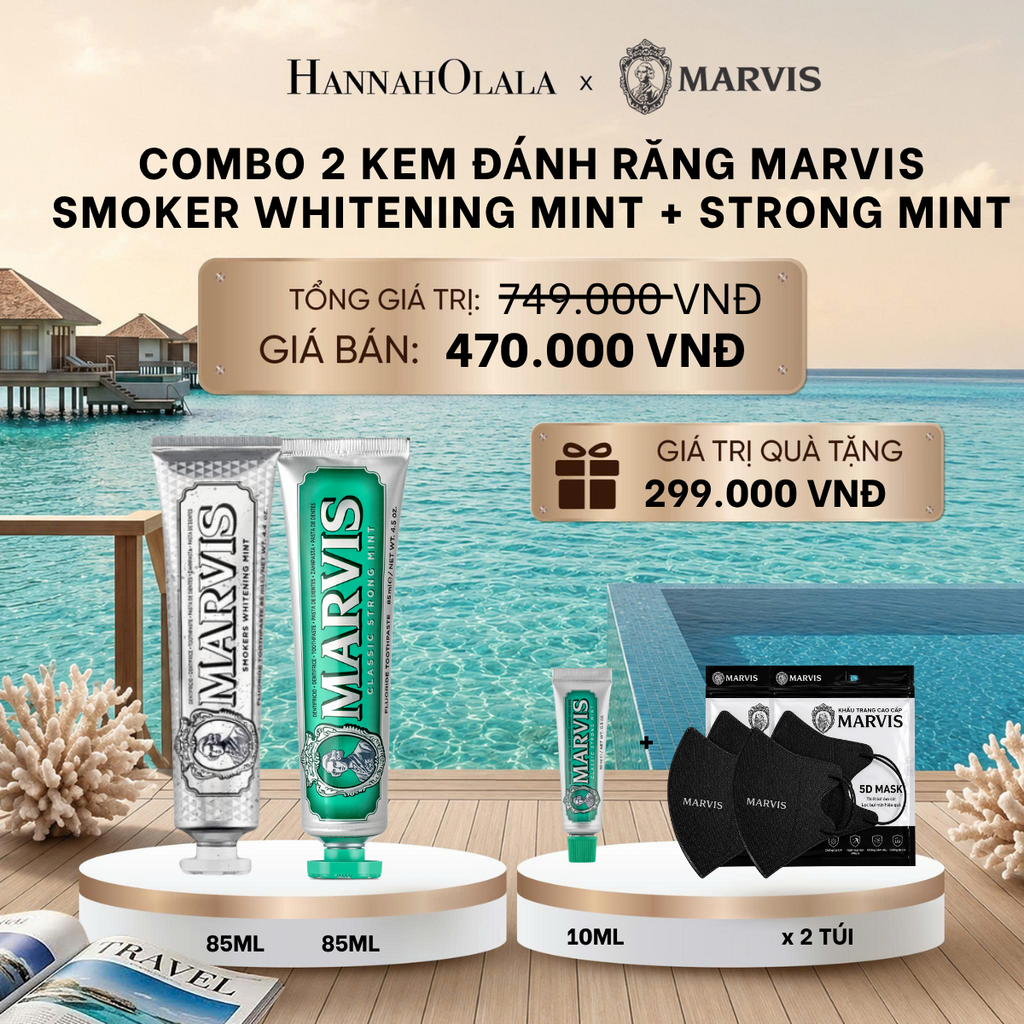  COMBO 2 KEM ĐÁNH RĂNG MARVIS 75ML/85ML - LÀM SẠCH RĂNG, GIỮ HƠI THỞ THƠM MÁT_ D623 
