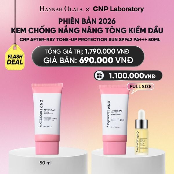  PHIÊN BẢN 2026 - KEM CHỐNG NẮNG NÂNG TÔNG KIỀM DẦU CNP AFTER-RAY TONE-UP PROTECTION SUN SPF42 PA+++ 50ML - FLASH DEAL_A1883 