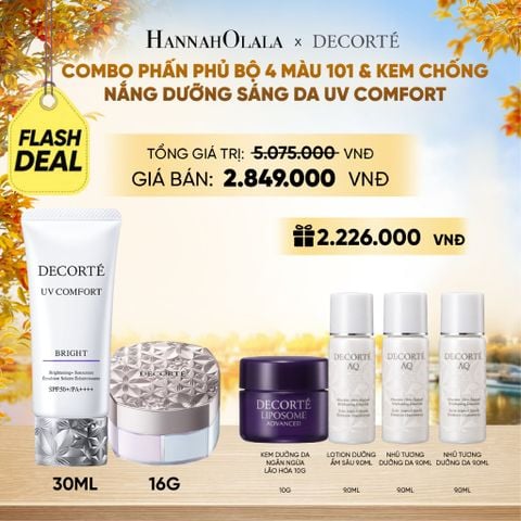  [FLASH DEAL] COMBO PHẤN PHỦ 4 MÀU 101 & KEM CHỐNG NẮNG DECORTÉ UV COMFORT (BẢN MỚI) - E1098 