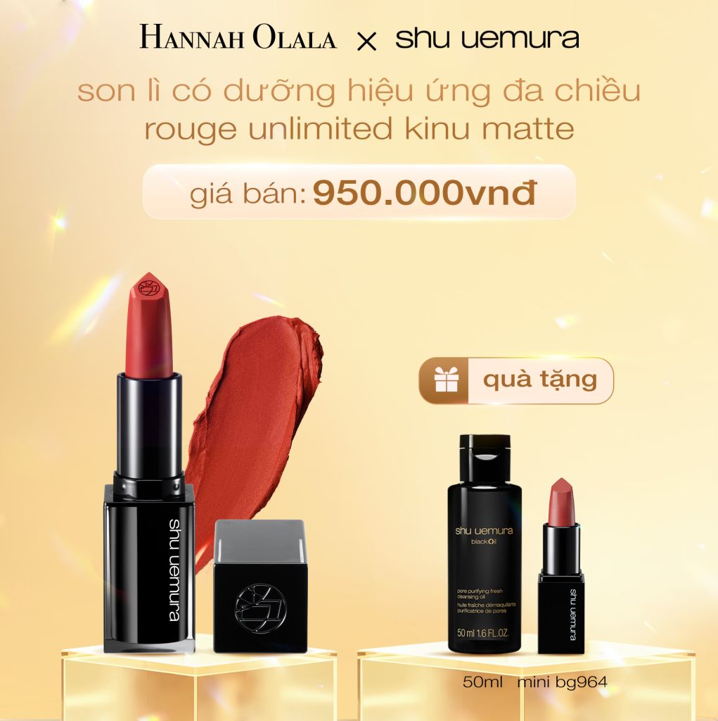 DEAL 8: SON LÌ CÓ DƯỠNG SHU UEMURA ROUGE UNLIMITED KINU MATTE 3.3G 