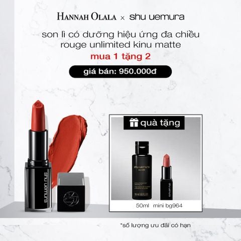 DEAL 8: SON LÌ CÓ DƯỠNG SHU UEMURA ROUGE UNLIMITED KINU MATTE 3.3G 