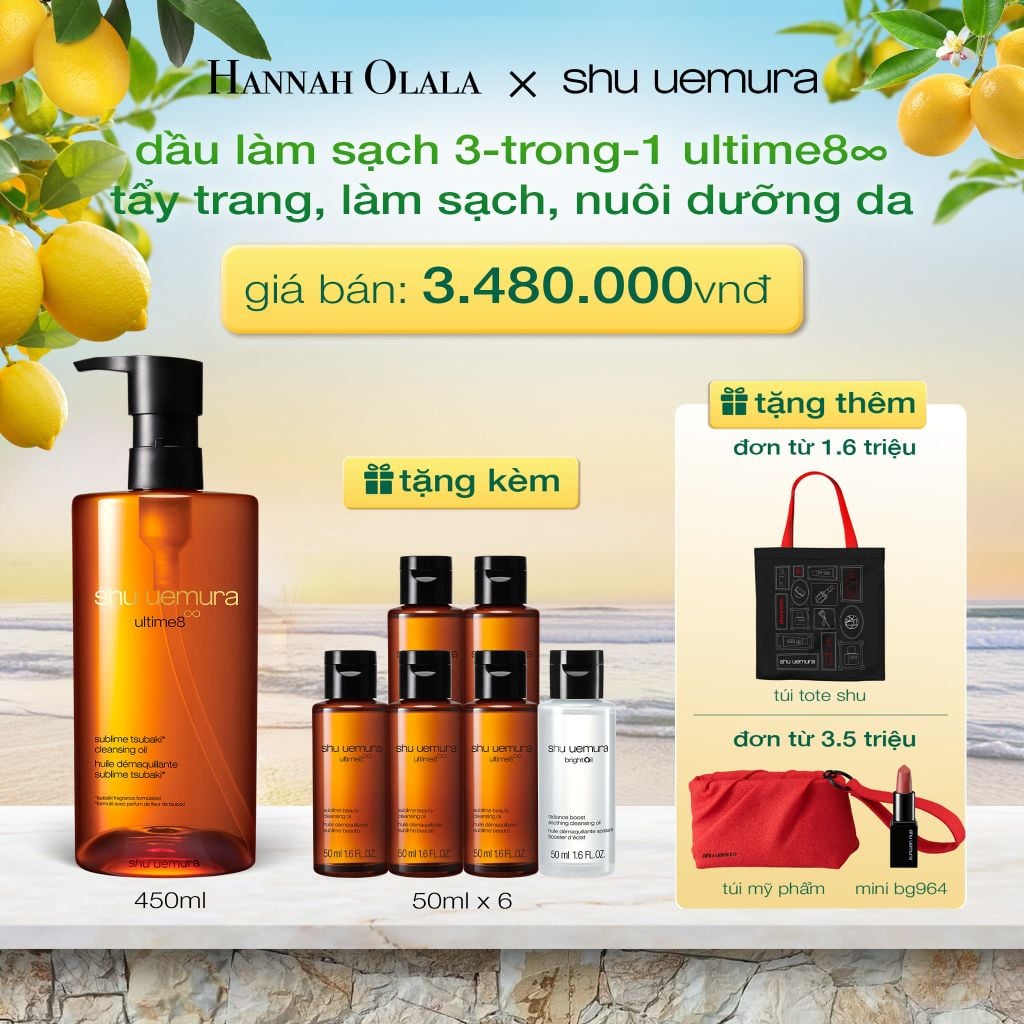  DẦU LÀM SẠCH VÀ TẨY TRANG CAO CẤP SHU UEMURA ULTIME8∞ SUBLIME TSUBAKI CLEANSING OIL RENO 450ML - A1451 