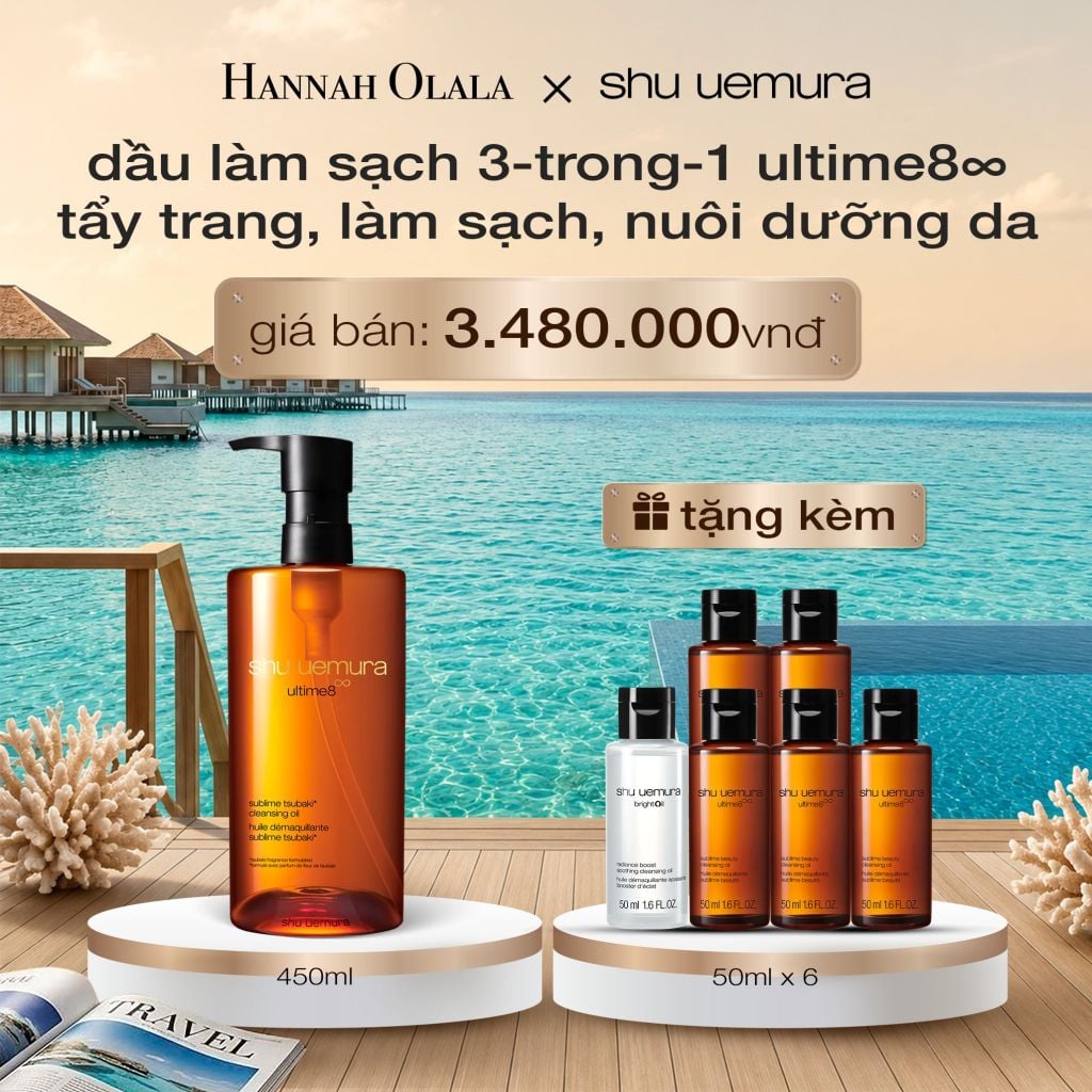  DẦU LÀM SẠCH VÀ TẨY TRANG CAO CẤP SHU UEMURA ULTIME8∞ SUBLIME TSUBAKI CLEANSING OIL RENO 450ML_ D1059 