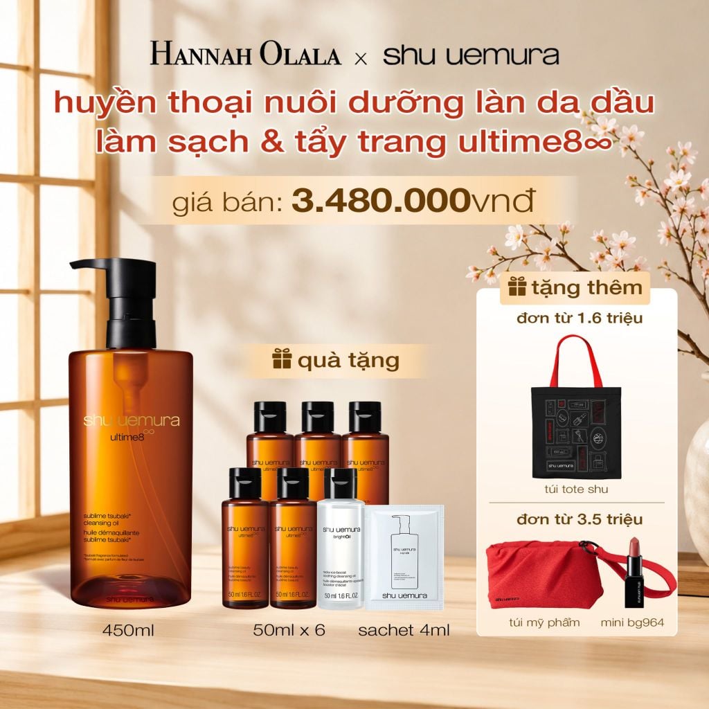  DẦU LÀM SẠCH VÀ TẨY TRANG CAO CẤP SHU UEMURA ULTIME8∞ SUBLIME TSUBAKI CLEANSING OIL RENO 450ML 