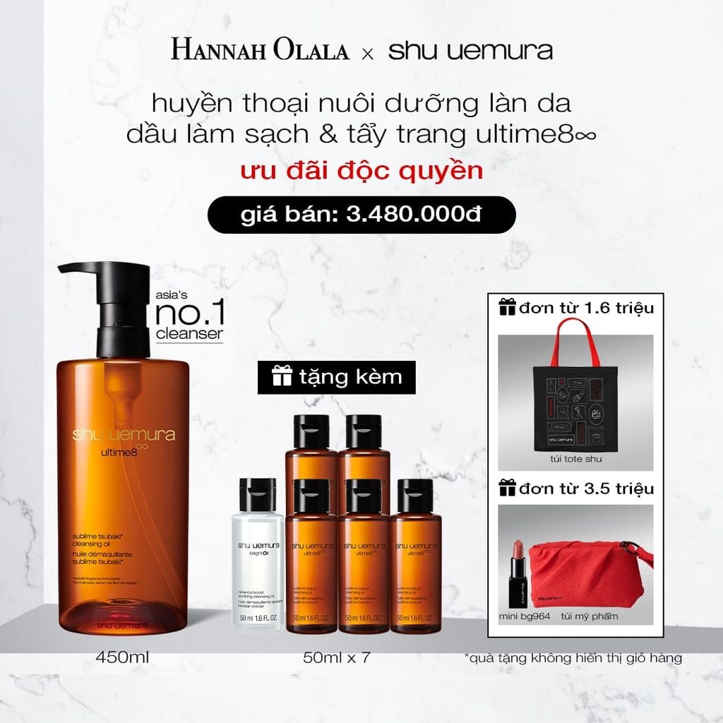  DẦU LÀM SẠCH VÀ TẨY TRANG CAO CẤP SHU UEMURA ULTIME8∞ SUBLIME TSUBAKI CLEANSING OIL RENO 450ML 