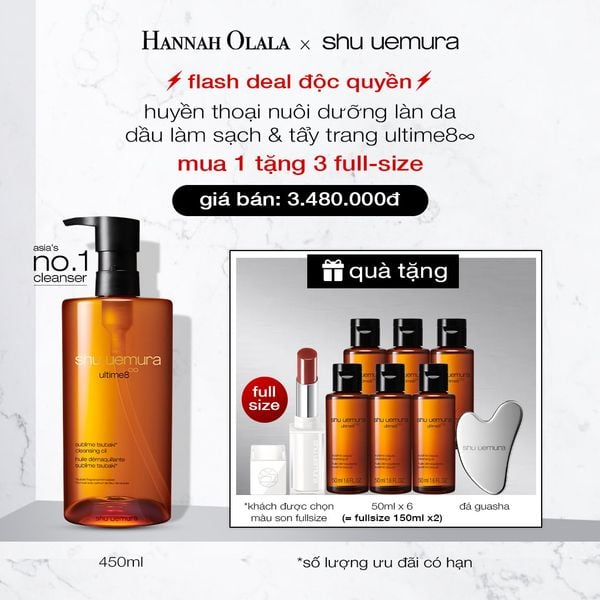  B130:_DEAL 3_RE1: DEAL ĐỘC QUYỀN: DẦU LÀM SẠCH VÀ TẨY TRANG CAO CẤP SHU UEMURA ULTIME8∞ SUBLIME TSUBAKI CLEANSING OIL RENO 450ML 