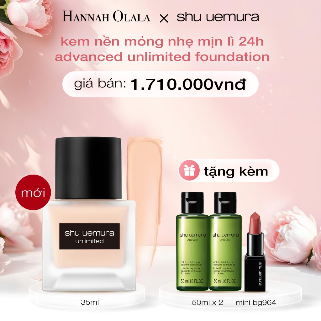  E499: DEAL 9: KEM NỀN HIỆU ỨNG BÁN LÌ RẠNG RỠ MỎNG NHẸ BỀN MÀU SUỐT 24H SHU UEMURA UNLIMITED BREATHABLE LASTING FOUNDATION 