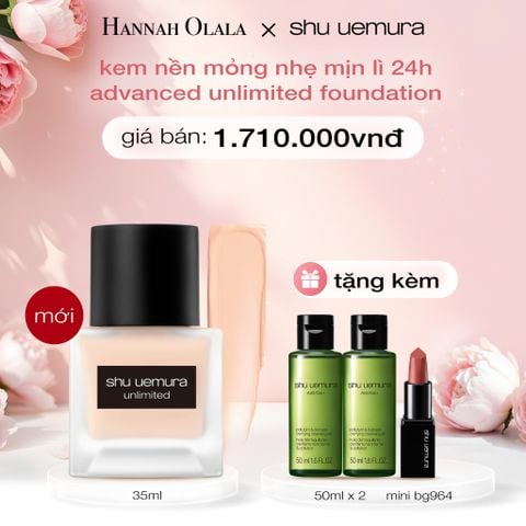  E499: DEAL 9: KEM NỀN HIỆU ỨNG BÁN LÌ RẠNG RỠ MỎNG NHẸ BỀN MÀU SUỐT 24H SHU UEMURA UNLIMITED BREATHABLE LASTING FOUNDATION 