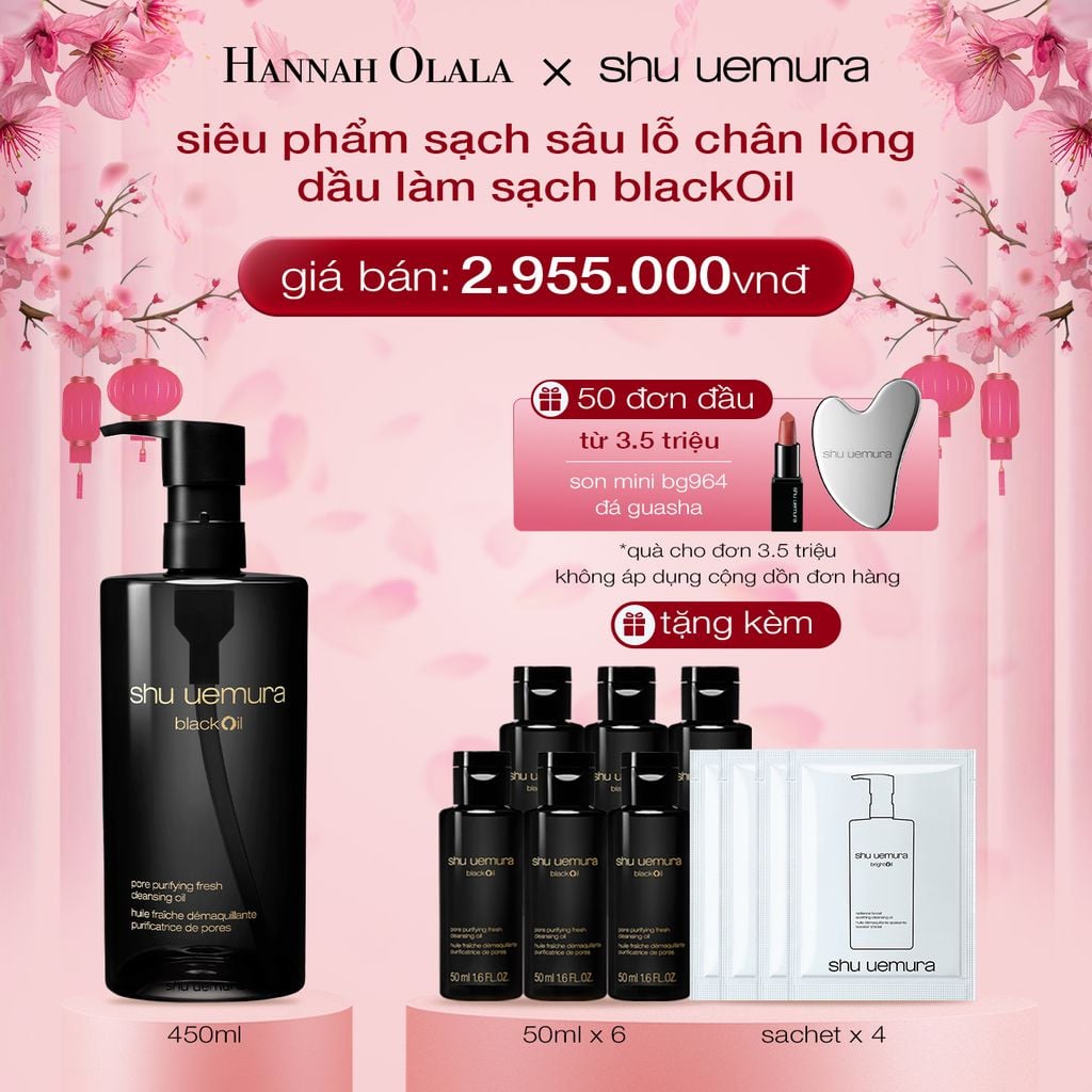  DEAL 3: DẦU LÀM SẠCH VÀ TẨY TRANG SHU UEMURA BLACK OIL PORE PURIFYING FRESH CLEANSING OIL 450ML 