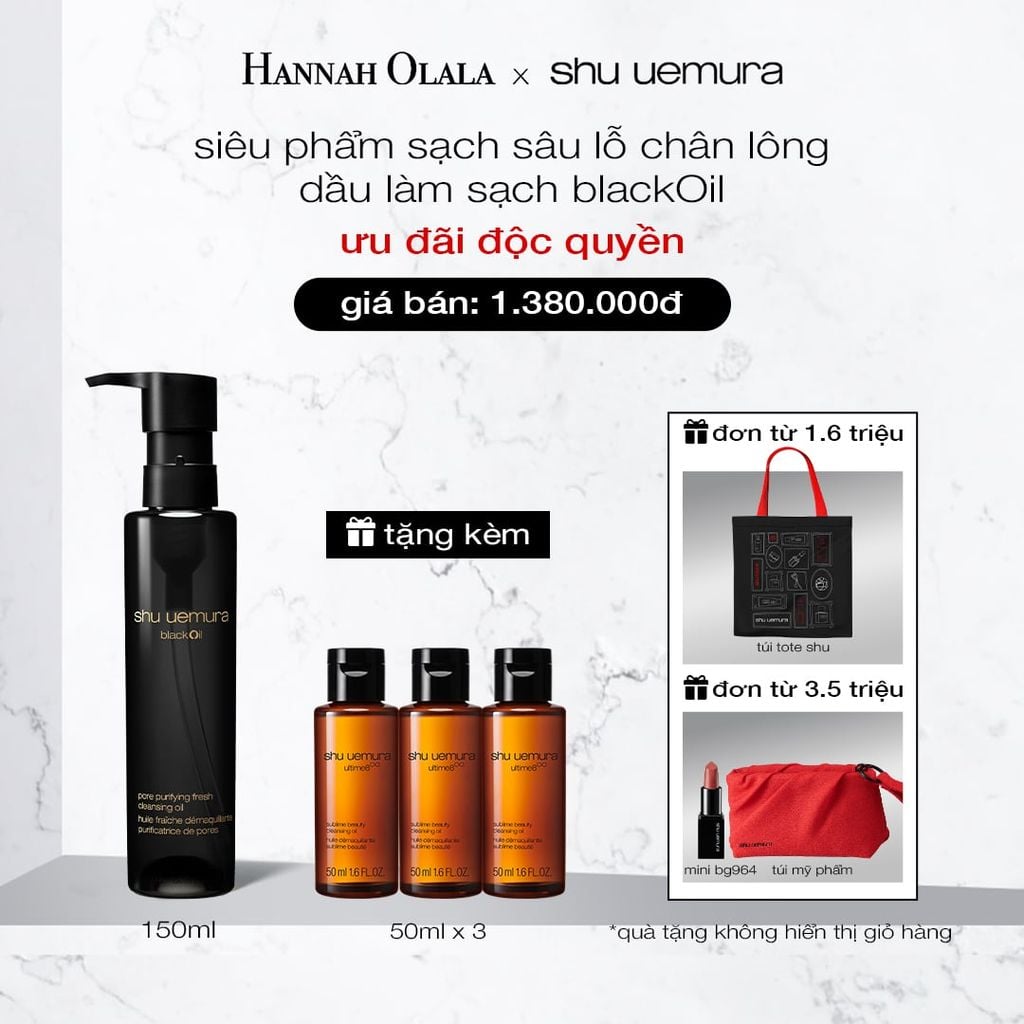  DẦU LÀM SẠCH VÀ TẨY TRANG SHU UEMURA BLACK OIL PORE PURIFYING FRESH CLEANSING OIL 150ML 
