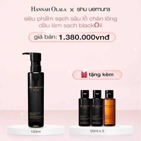  E281_DEAL 3: DẦU LÀM SẠCH VÀ TẨY TRANG SHU UEMURA BLACK OIL PORE PURIFYING FRESH CLEANSING OIL 150ML 