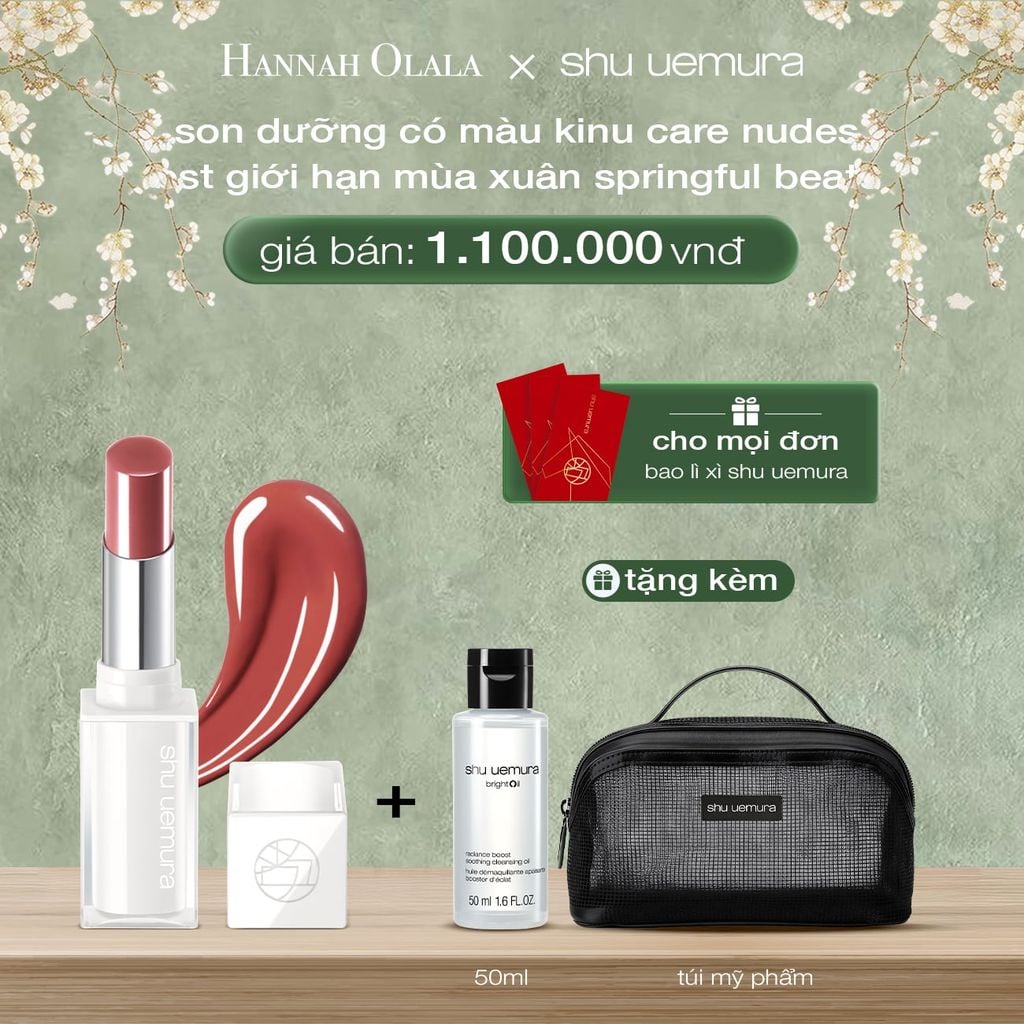  DEAL 8: [BST SPRINGFUL BEATS] SON DƯỠNG MÔI CÓ MÀU DẠNG THỎI SHU UEMURA KINU CARE NUDES 