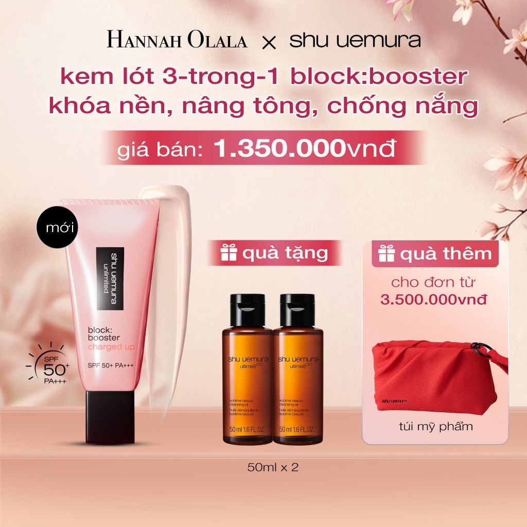  [MỚI] KEM LÓT KHÓA NỀN 24H, NÂNG TÔNG VÀ CHỐNG NẮNG 3-TRONG-1 SHU UEMURA BLOCK:BOOSTER CHARGED UP. - A2313 